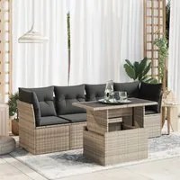 Set Divano da Giardino 5 pz con Cuscini Grigio in Polyrattan 3326091