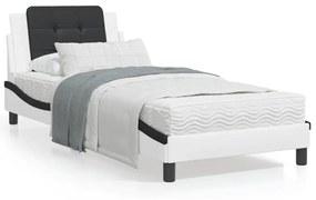 Letto con materasso nero e bianco 80x200 cm in similpelle