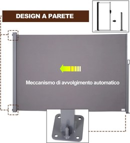 Tenda Laterale Frangivista da Giardino 3x1,60m in Alluminio e Tessuto  Grigio...