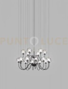 Puppet sospensione 18p cristallo trasparente nero opaco 18 luci att...