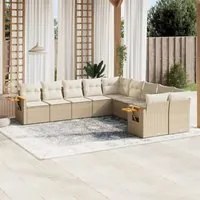 Set Divano da Giardino 10 pz con Cuscini Beige in Polyrattan 3259594