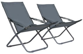 Sedie Da Spiaggia Pieghevoli 2 Pz İn Tessuto Grigio /