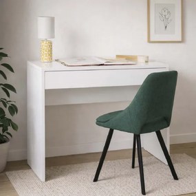 Scrivania Ufficio Paldir 100x82h cm con Cassetto in legno Laccato Bianco
