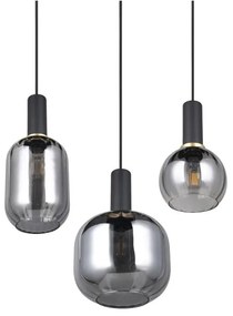 Lampadario nero con paralume in vetro Diva - Trio