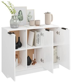 Credenza bianco lucido 90,5x30x70 cm in legno multistrato