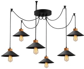 Lampadario a sospensione su cavo MANAVGAT 6xE27/40W/230V, design a ragno, nero/marrone
