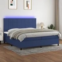 Letto a Molle Materasso e LED Blu 200x200cm in Tessuto 3134907