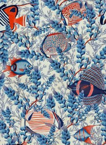 Mindthegap Carta da parati Aquarium - Taupe/ Indigo/ Red