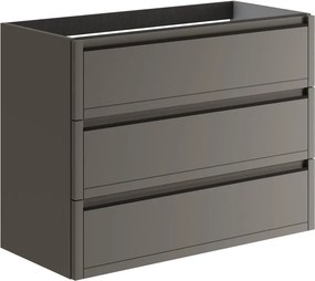Mobile da bagno sospeso sotto lavabo L 99.5 x H 78 x P 45.5 cm grigio opaco, 3 cassetti TRATTO