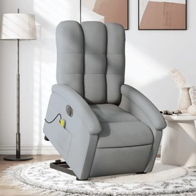 Poltrona Alzapersona Massaggi Elettrica Grigio Chiaro Tessuto /