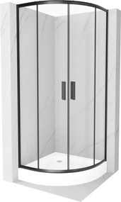 Mexen Rio cabina doccia semicircolare 70 x 70 cm, trasparente, nero + piatto doccia, bianco - 863-070-070-70-00-4710