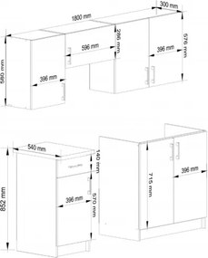 Cucina Lineare 180 Cm Moderna Componibile Rovere Effetto Legno Tania