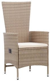 Set mobili da pranzo da giardino 9 pz con cuscini beige