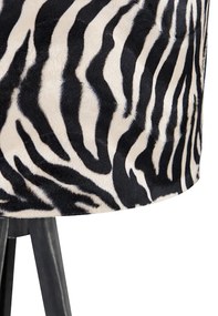 Lampada da terra treppiede nero con paralume zebra 50 cm - Tripod Classic