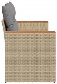 Divano da giardino con cuscini a 2 posti beige in polyrattan