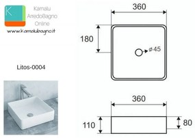 Kamalu - lavandino quadrato piccolo 36cm ceramica slim litos-0004