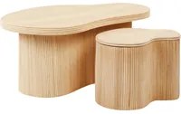 Set di 2 tavolini portaoggetti in rattan naturale con piano d'appoggio in stile Boho