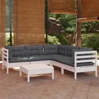 Set Divani da Giardino 6 pz con Cuscini Bianchi Legno di Pino 3096678