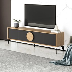 Tavolo TV in rovere nero e naturale 180x51 cm Vae - Marckeric