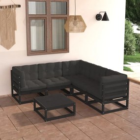 Set Divani Giardino 6 pz con Cuscini in Legno Massello di Pino