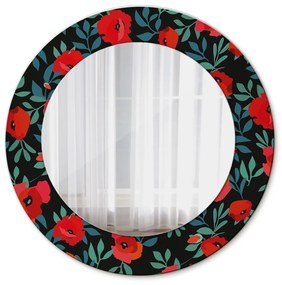 Specchio rotondo stampato Seme di papavero rosso fi 50 cm