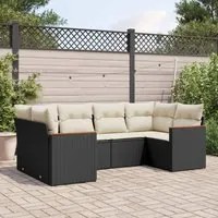 Set Divano da Giardino 6 pz con Cuscini Nero in Polyrattancod mxl 112565