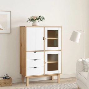 Credenza Otta Marrone E Bianco 85x43x125 Cm İn Legno Di Pino /