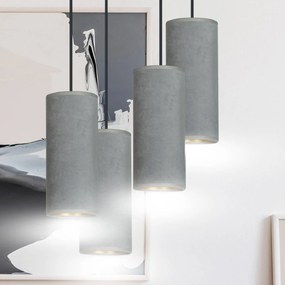 EMIBIG LIGHTING Lampada a sospensione Joni, tessuto, a 4 luci, rotonda, grigio-oro