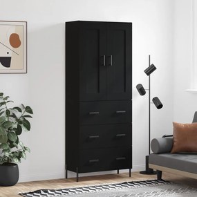 Credenza Nera 69,5x34x180 Cm İn Legno Multistrato /