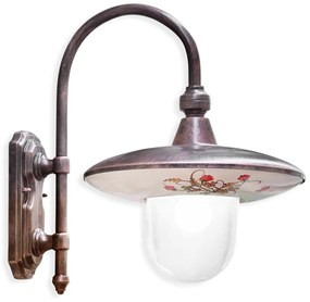 Applique Esterno Classica Latina Metallo Ceramica Nero Sfumato Rame 1 Luce E27