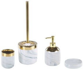 Set di 4 accessori bagno ceramica bianco e oro HUNCAL Beliani