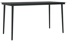Set da pranzo da giardino 5 pz nero con cuscini in polyrattan