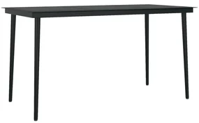 Set da pranzo da giardino 5 pz nero con cuscini in polyrattan