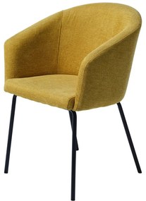 Sedia da pranzo color senape in imbottito con braccioli Easton – Unique Furniture