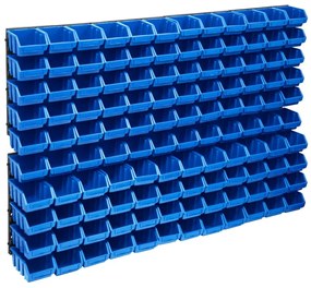 Kit Contenitori 128 Pz Con Pannelli A Parete Blu E Nero /