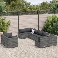 Set Divano da Giardino 9 pz con Cuscini Grigio in Polyrattan 3308298