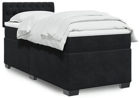 Giroletto A Molle Con Materasso Nero 90x190 Cm İn Velluto /