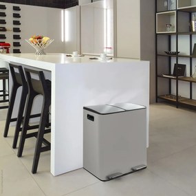 Cestino per la spazzatura grigio tortora in acciaio per raccolta differenziata/con pedale 2x20 l Aliya – Spirella