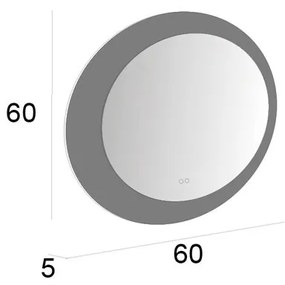 Specchio con illuminazione integrata bagno tondo Bohemia L 60 x H 60 x P 5 cm bianco