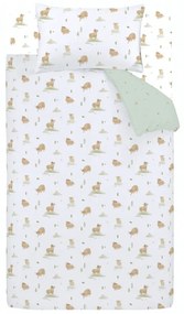 Set copripiumino e federa da bambini bianco e verde in cotone per letto singolo 135x200 cm Mini Moo Cow – Bianca