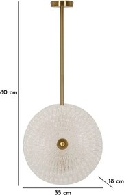 Lampadario dorato con paralume in vetro Glass – Mauro Ferretti