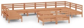 Set Divani da Giardino 13 pz Miele in Legno Massello di Pino