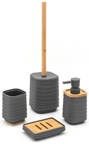Accessori bagno in set da 3 pezzi in abs grigio linea Wave