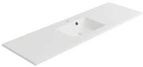 Lavabo integrale a incasso bacino al centro rettangolare Neo L 151 x H 11.2 x P 48.5 cm in composito minerale di resina gelificata bianco