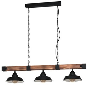 Lampadario nero/di colore naturale con paralume in metallo OLDBURY – EGLO