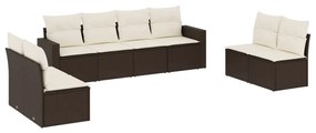 Set divani da giardino 8 pz con cuscini marrone in polyrattan