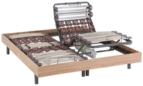 Rete relax doghe e 2x25 sospensioni decorative in legno quercia naturale di DREAMEA - 2 x 80 x 200 cm - motori OKIN
