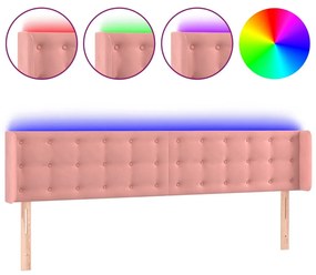 Testiera a led rosa 203x16x78/88 cm in velluto