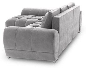 Divano letto angolare grigio chiaro con rivestimento in velluto, angolo sinistro Nuage - Windsor &amp; Co Sofas