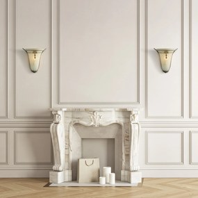 Applique Contemporanea Nashville Ottone Bronzo Vetro Ambra 1 Luce E14